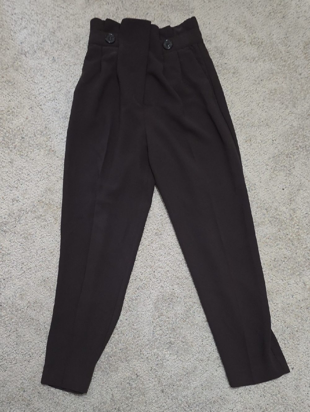 H&M Dark Brown High-Waist Tapered Trousers